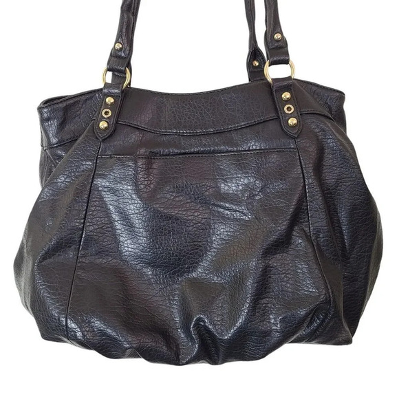 Juicy Couture Large Faux pebbled leather black shoulder bag purse - Picture 2 of 9